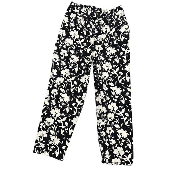 Lucy & Yak Organic Cotton Floral Pants – W34/R – Black & White – Relaxed Fit - Picture 1 of 5